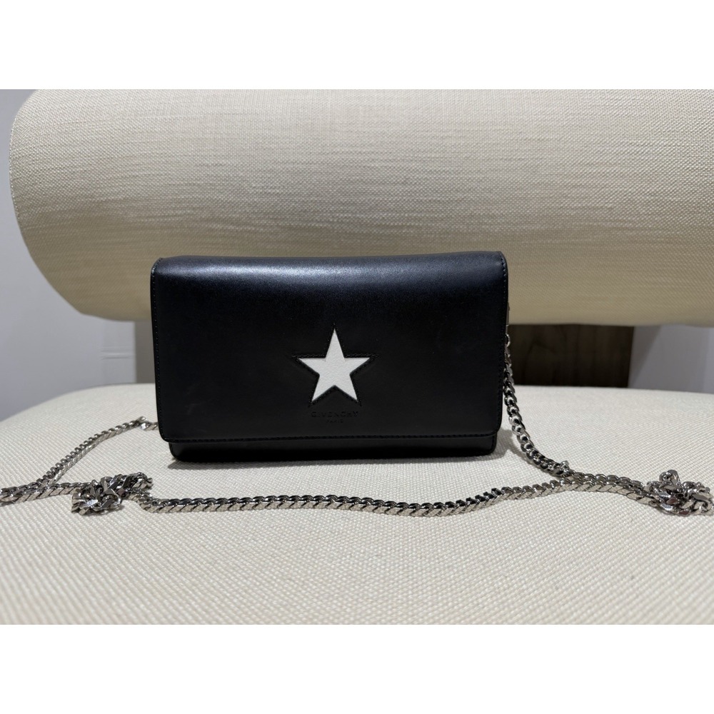 Givenchy Black Leather Pandora Star Wallet on Chain Crossbody Bag